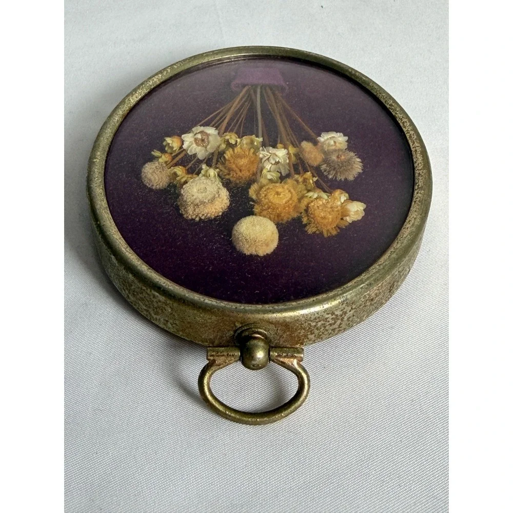 VINTAGE Rare Violet Dried Flower Shadow Box Some Wear Small Purple